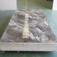Panneau mural moderne au design floral Feuille de marbre acrylique en cristal de carbone PVC Volet mural décoratif pour salle d'exposition ou appartement