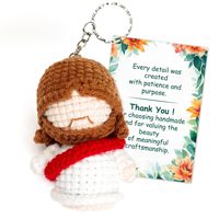 Pendentif tricoté à la main, Poupée de dessin animé, Dents, Jésus, Porpoise, Chat, Kapibara, Pendentif de sac à dos en laine et fil de coton au crochet