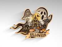Décorations d'Halloween en contreplaqué gravées, citrouille, araignée, sorcière sculptées, multi-couches, pour table ou mur, ornements de maison Nana