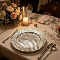 Assiette de Présentation en PP Électroplaqué Durable à Vente Rapide 2026, Technique Pigmentée, Motif Bambou Style Américain pour Banquets de Mariage