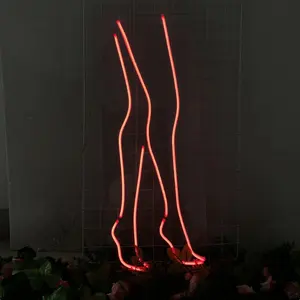 Lampu Neon Pribadi Tanda Kustom Led Seksi Berkaki Panjang Gadis Hak Tinggi Merah Seni Visual Rumah Dekorasi Dinding Bar Ruang Klub