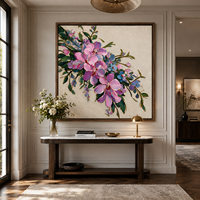 Peinture à l'huile de fleurs roses, peinte à la main, art floral botanique sur toile pour la décoration de villa, chambre, salon, hôtel