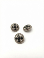Rivets métalliques en alliage de zinc style gothique, argent antique, pierre noire, 21 mm, à clipser, avec incrustation de strass et bordure en corde, pour chemises et manteaux