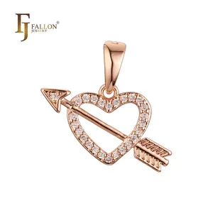 F86201209 FJ Fallon Fashion Jewelry Heart And Arrow Pendant Plated In Rose Gold Brass Based