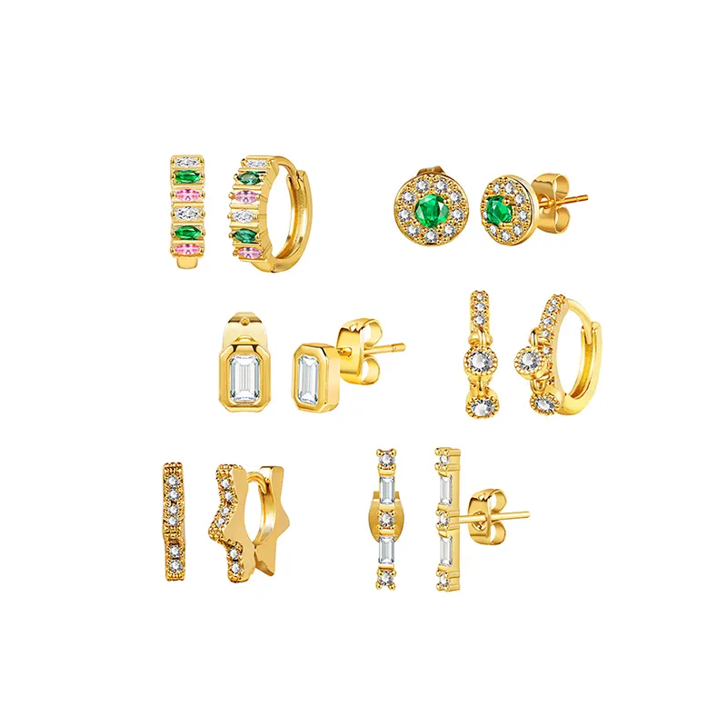 HOVANCI Luxus Zirkonia vergoldete individuelle Zirkon-Diamant-Fine-Ohrringe Schmuck für Damen anlaufsiche Stecker-Ohrringe Großhandel
