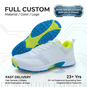 Zapatos de Cricket Antideslizantes Duraderos Personalizados al por Mayor para Hombre, Suela de Goma, Malla Transpirable, Amortiguación de Impactos, con Cordones - Product Image 1