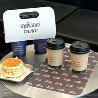 Porte-gobelets en papier biodégradable personnalisé à paroi simple pour boissons à emporter, café, thé, pâtisserie, avec logo personnalisé