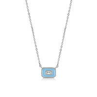 Milskye luxe femmes élégant 18k plaqué or poudre bleu émail emblème collier