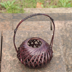 Bamboo Woven Flower Basket Chinese Style Handmade Ornamental Decorative Vase For Garden Home Decoration - Product Image 3