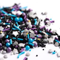Mélange de confettis comestibles Galaxy Star, perles de sucre noires, bleues, violettes, confettis Jimmies, confettis étoiles argentées, décorations comestibles