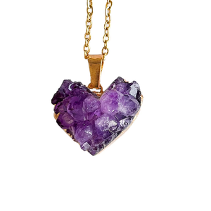 Collar con colgante de corazón de <span class=keywords><strong>cuarzo</strong></span> con racimo de amatista tallada a mano Feng Shui <span class=keywords><strong>para</strong></span> <span class=keywords><strong>amor</strong></span> curativo gran recuerdo <span class=keywords><strong>para</strong></span> mujer regalo del Día de la madre - Product Image 6