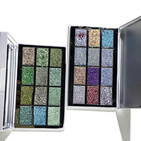 Palette d'ombres à paupières métalliques lumineuses hautement pigmentées, résistantes à l'eau, longue tenue, finition multichrome, marque privée pour peaux foncées