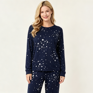 Custom Bamboo Cotton Sleepwear Shinning Star Sleep Wear For Women <b>Clothing</b> Manufacturer Vietnam Pajama Sets Loungewear - Product Image 1