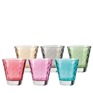 <b>Optic</b> <b>Drinking</b> Glass Set Of 6 Pieces 220 Ml Colored Textured Design - Product Image 1