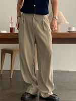 Pantalon unisexe en lin style Old Money, coupe décontractée, taille haute, jambe large droite, fin et léger pour l'été, pour hommes et femmes