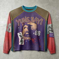 T-shirt à manches longues vintage personnalisé, style grunge punk, imprimé graphique, t-shirt oversize à manches raglan, t-shirt pour homme
