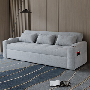 Multifunctional Fabric Sofa <b>Bed</b> Foldable Pull Out Design With Storage Detachable Cover For Small <b>Space</b> Home Rental Use - Product Image 1