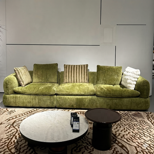 Divano Modulare Minimalista in Ciniglia Verde - Lussuoso Divano per Soggiorno con Seduta Profonda per Case Moderne <span class=keywords><strong>e</strong></span> Progetti Alberghieri - Product Image 1