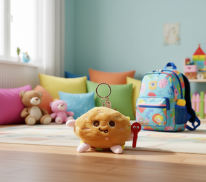 Porte-clés en peluche mignon en forme de burger, 9 cm, jouet doux pour enfants, unisexe, animal en peluche avec accessoire cuillère - Product Image 2