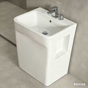 Lavabo double autoportant <span class=keywords><strong>en</strong></span> acrylique anti-rayures, au design moderne et au toucher agréable, avec égouttoir rapide, taille personnalisable, pour salle de bain - Product Image 5