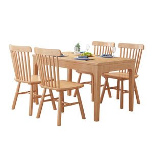 Ensemble table et chaises à manger en bois massif nordique, 6 pièces, couleur bois naturel, ensemble de salle à manger durable - Product Image 5