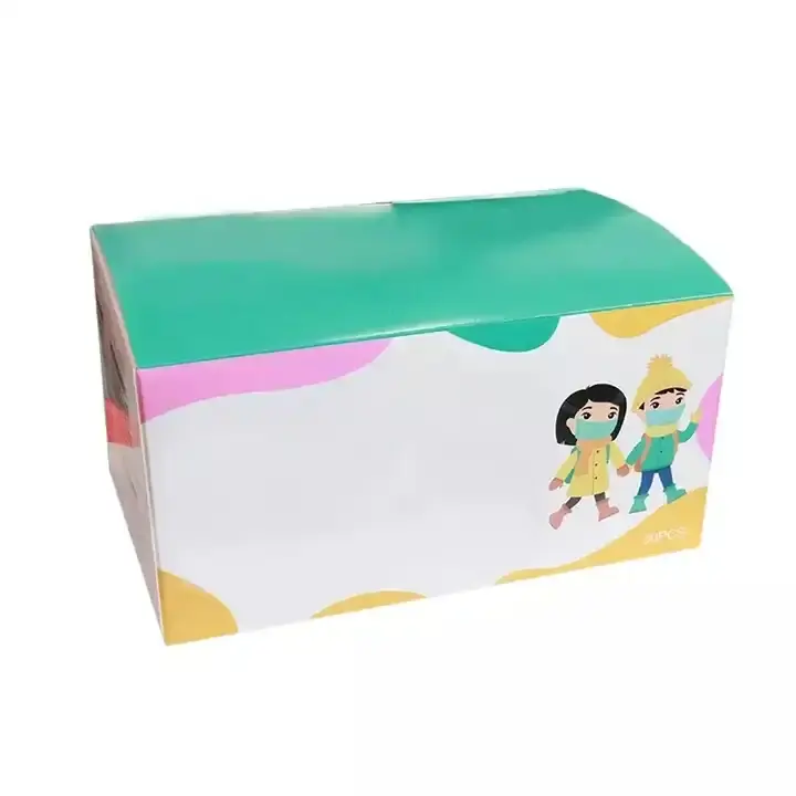 Mascarilla desechable de dibujos animados reciclable personalizada Impresión de cartón caja de papel de medicina embalaje para niños