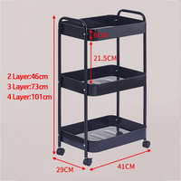 Chariot utilitaire à roulettes à 3/4 niveaux, montage facile, chariot de rangement en acier au carbone avec panneaux grillagés pour cuisine et bureau