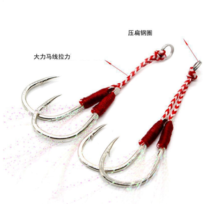 Haute qualité japon aider gabarit gabarit crochet mer bateau pêche en acier inoxydable plaque <span class=keywords><strong>de</strong></span> <span class=keywords><strong>fer</strong></span> Double crochet avec crochet pivotant en soie brillante - Product Image 2