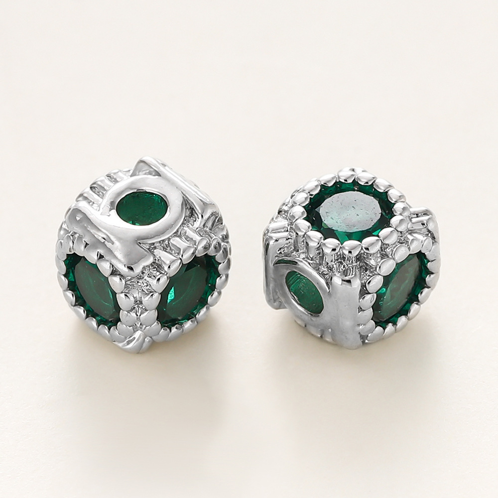 Perles d'espacement carrées en dentelle préservant la couleur platine - vert foncé