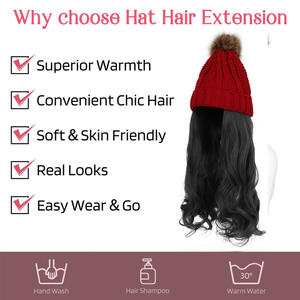 富克斯拉绳波浪棕色假发帽子标志网眼冬季棒球上衣长帽冬季女孩假发 - Product Image 4