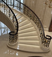 Escalier en colimaçon massif et extravagant de style européen, marbre de luxe haut de gamme, pierre naturelle pour villas et appartements