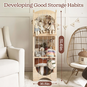 Scaffale ad Arco in Legno per Giocattoli, Organizzatore per Peluche, <span class=keywords><strong>Grande</strong></span> Contenitore per Camerette di Bambini e Neonati - Product Image 3