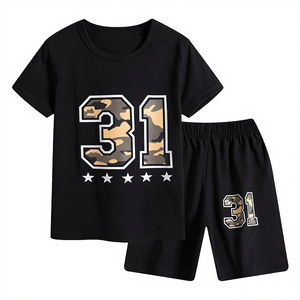 Ensemble de 2 pièces pour garçons, été 2025, chemise en polyester à imprimé cartoon décontracté + short, 6-9 ans - Product Image 3