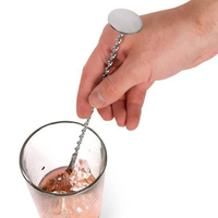 Cuillère à tête plate en acier inoxydable Cocktail remuant cuillère à spirale cuillère à boire pour accessoires de Bar Kit de barman