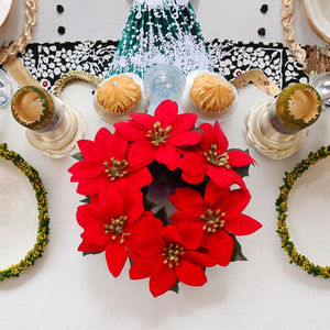 Guirnalda de Flores Navideñas Artificiales de Plástico Clásico Rojo de 19 cm, Decoración <span class=keywords><strong>Colgante</strong></span> para Interiores y Exteriores, <span class=keywords><strong>Chimenea</strong></span> - Product Image 6