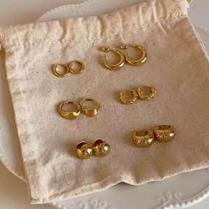 Pendientes de Aro Clásicos y Modernos para Mujer, de Kevlar con Piedra Natural, Electrochapados, de Lujo Ligero, de Alta Gama, Simples, Circulares, Dorados - Product Image 4