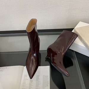 Botas de Tobillo Puntiagudas de Moda Europea y Americana 2024, Botas Anchas con Plataforma Elegantes y Sencillas, Botas de Color Sólido que Combinan con Todo - Product Image 4