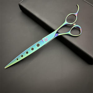 Tijeras Multiusos Azules de 7 Pulgadas con Cinco Orificios, Tijeras de Acero Inoxidable para Peluquería Canina - Product Image 1