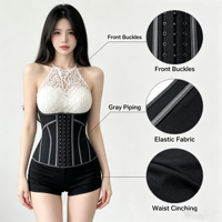 Corset amincissant respirant pour femme, avec fermeture multi-agrafes, gaine ventre plat et sculptante