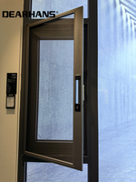 Ventana Abatible de Aluminio con Certificación CE, Antirrobo, Moderna, de Marco Delgado, Inclinable y Giratoria, Doble Vidrio Templado, Resistente a Huracanes y al Ruido
