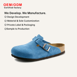 Mules Sabots Unisexe en Bois 2026 en Cuir Nubuck et Daim, Confortables, Antidérapantes, Plates, Décontractées, Quotidiennes - Product Image 1