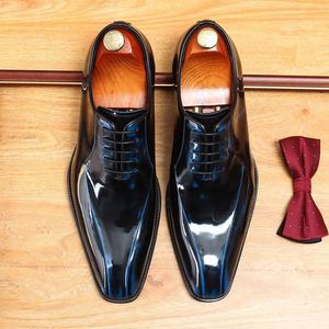 Zapatos de Hombre Elegantes y Modernos con Cordones, Combinación de Colores Azul y Marrón, Diseño Italiano Estilo Oxford - Product Image 1