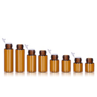 Botol Kaca Mini Amber Bening Grosir 1ml 2ml 3ml 5ml untuk Minyak Atsiri, Botol Sampel Mini dengan Tutup Ulir dan Permukaan untuk Sablon