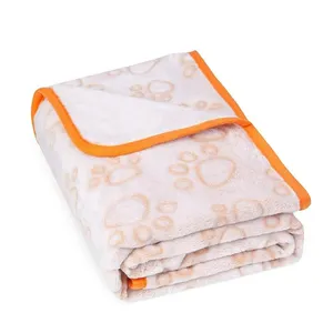 免费样品供应商新奇橙色长方形毛绒宠物床毯大棉毯小大狗暖垫