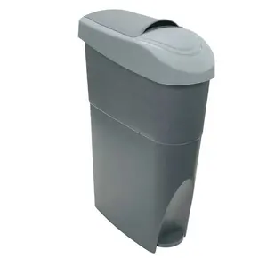 Dark Gray Hands Free Women Hygienic Pedal Sanitary Bins slim waste bin bathroom toilet trash can