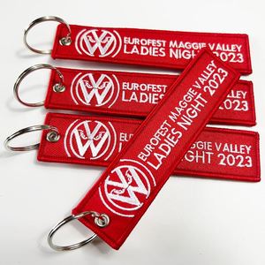 <b>Custom</b> Personalized Embroidery Fabric Ring Design Logo Name Tag Accessories Car Racing Bike Motorcycle Keychain <b>Key</b> Holder - Product Image 1