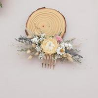 Aksesoris Rambut Pengantin dan Pengiring Pengantin, Hiasan Kepala Bunga Awet Buatan Tangan Gaya Boho Vintage untuk Pernikahan