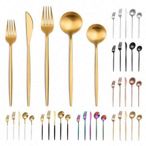 Custom High Quality Gold Cutlery Set Dishwasher Safe Flatware 18/8 Stainless Steel 5PCS Luxury Silverware for Restaurant Wedding - Product Image 2