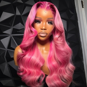 Perruques Lace Front Body Wave en Cheveux Humains Vierges Bruts Pré-Pluckées Rose Highlight Sans Colle pour Femme - Product Image 3