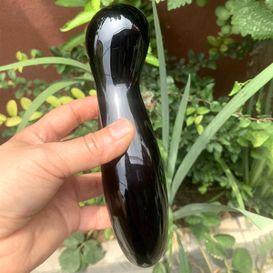 Varita Yoni de Obsidiana Negra Curvada Heisenberg, Dildo, Tapón Anal, 18 cm, 400 g, Hecho a Mano para Masaje de Pene en Adultos - Product Image 2